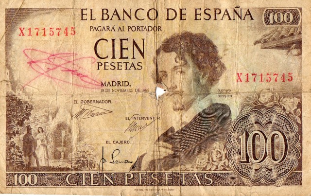 billete de cien pesetas de gustavo adolfo becker